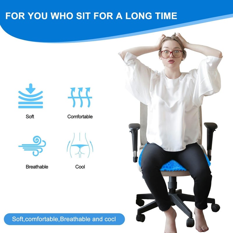 TONINT Large Gel Seat Cushion for Long Sitting with Non-Slip Cover,Soft & Breathable,Seat Cushion for Chair,Car,Office,Desk Chair,Wheelchair - Image 5